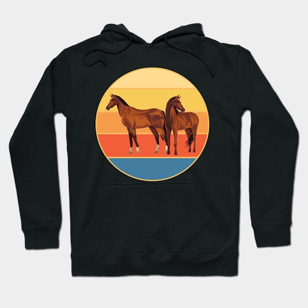 Animal Horse Vintage Retro Sunset Hoodie by Inspirational And Motivational T-Shirts